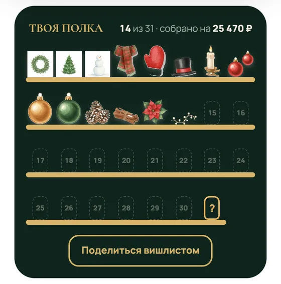 Полка — цель месяца в адвент-календаре